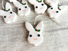 Load image into Gallery viewer, Mini ceramic Christmas rabbit, glitter ceramic bunny