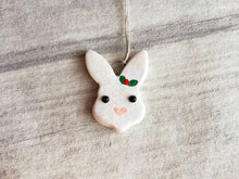 Load image into Gallery viewer, Mini ceramic Christmas rabbit, glitter ceramic bunny
