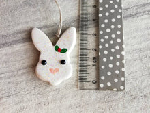 Load image into Gallery viewer, Mini ceramic Christmas rabbit, glitter ceramic bunny
