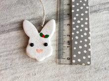 Load image into Gallery viewer, Mini ceramic Christmas rabbit, glitter ceramic bunny
