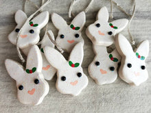 Load image into Gallery viewer, Mini ceramic Christmas rabbit, glitter ceramic bunny