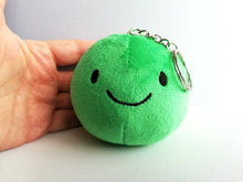 Load image into Gallery viewer, Pea of positivity, small plush keyring, cute positive gift, plushie keychain, you got this, recycled filling
