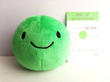 Load image into Gallery viewer, Pea of positivity, small plush keyring, cute positive gift, plushie keychain, you got this, recycled filling