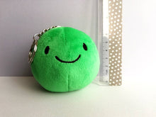 Load image into Gallery viewer, Pea of positivity, small plush keyring, cute positive gift, plushie keychain, you got this, recycled filling
