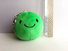 Load image into Gallery viewer, Pea of positivity, small plush keyring, cute positive gift, plushie keychain, you got this, recycled filling