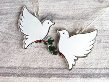 Load image into Gallery viewer, Dove Christmas tree decoration. Recycled acrylic Christmas ornament