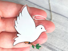Load image into Gallery viewer, Dove Christmas tree decoration. Recycled acrylic Christmas ornament