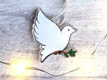 Load image into Gallery viewer, Dove Christmas tree decoration. Recycled acrylic Christmas ornament