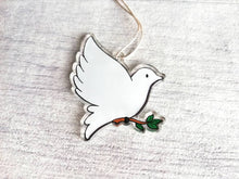 Load image into Gallery viewer, Dove Christmas tree decoration. Recycled acrylic Christmas ornament