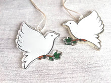 Load image into Gallery viewer, Dove Christmas tree decoration. Recycled acrylic Christmas ornament