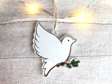 Load image into Gallery viewer, Dove Christmas tree decoration. Recycled acrylic Christmas ornament