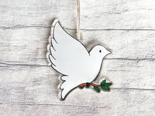 Load image into Gallery viewer, Dove Christmas tree decoration. Recycled acrylic Christmas ornament