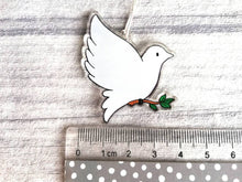 Load image into Gallery viewer, Dove Christmas tree decoration. Recycled acrylic Christmas ornament