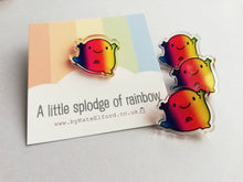 Load image into Gallery viewer, A little splodge of rainbow recycled acrylic pin, cute rainbow blob, positive badge, friendship, supportive gift