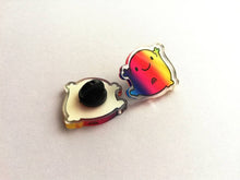 Load image into Gallery viewer, A little splodge of rainbow recycled acrylic pin, cute rainbow blob, positive badge, friendship, supportive gift