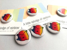 Load image into Gallery viewer, A little splodge of rainbow button badge, cute, positive, happy, supportive, friendship, mini badge