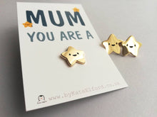 Load image into Gallery viewer, Mum you are a star enamel pin, tiny gold star, positive enamel brooch, Mothers day, gift for Mum enamel badges
