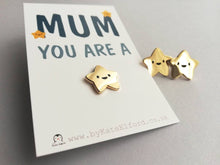 Load image into Gallery viewer, Mum you are a star enamel pin, tiny gold star, positive enamel brooch, Mothers day, gift for Mum enamel badges