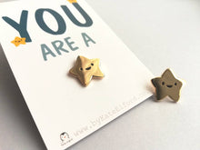 Load image into Gallery viewer, You are a star enamel pin, cute tiny gold star, positive enamel brooch, friendship, supportive enamel badge