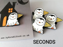 Load image into Gallery viewer, Seconds - Penguin ghost enamel pin, Halloween badge