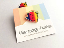 Load image into Gallery viewer, A little splodge of rainbow recycled acrylic pin, cute rainbow blob, positive badge, friendship, supportive gift