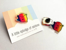 Load image into Gallery viewer, A little splodge of rainbow recycled acrylic pin, cute rainbow blob, positive badge, friendship, supportive gift