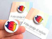 Load image into Gallery viewer, A little splodge of rainbow button badge, cute, positive, happy, supportive, friendship, mini badge