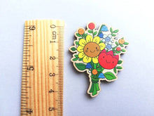 Load image into Gallery viewer, Thanks a bunch wooden flower fridge magnet, cute, happy thank you gift, teacher gift, Mother's day, mum, someone special, friend