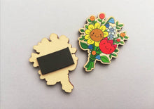 Load image into Gallery viewer, Thanks a bunch wooden flower fridge magnet, cute, happy thank you gift, teacher gift, Mother's day, mum, someone special, friend