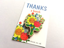 Load image into Gallery viewer, Thanks a bunch wooden flower fridge magnet, cute, happy thank you gift, teacher gift, Mother's day, mum, someone special, friend