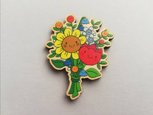 Load image into Gallery viewer, Thanks a bunch wooden flower fridge magnet, cute, happy thank you gift, teacher gift, Mother's day, mum, someone special, friend