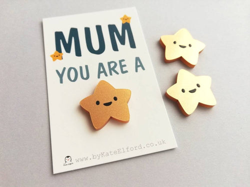 Mum you are a star magnet, gold acrylic, mini cute happy super star, mothers day, Christmas, birthday, thank you