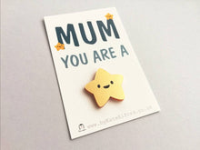 Load image into Gallery viewer, Mum you are a star magnet, gold acrylic, mini cute happy super star, mothers day, Christmas, birthday, thank you
