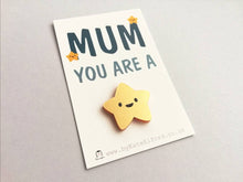 Load image into Gallery viewer, Mum you are a star magnet, gold acrylic, mini cute happy super star, mothers day, Christmas, birthday, thank you