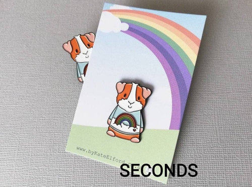Seconds - Rainbow guinea pig enamel pin, piggy brooch