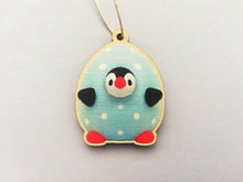 Load image into Gallery viewer, Easter penguin eggs, pink and blue polka dot, little wooden eco friendly Easter tree decorations