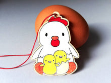 Load image into Gallery viewer, Chicken and chicks wooden Easter decoration, Easter tree ornament, Easter chick, mother hen, kitchen ornament, eco friendly wood