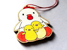Load image into Gallery viewer, Chicken and chicks wooden Easter decoration, Easter tree ornament, Easter chick, mother hen, kitchen ornament, eco friendly wood
