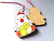Load image into Gallery viewer, Chicken and chicks wooden Easter decoration, Easter tree ornament, Easter chick, mother hen, kitchen ornament, eco friendly wood