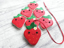 Load image into Gallery viewer, Pottery strawberry hanger. Little happy berry tag. Hand painted ceramics