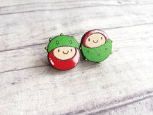 Load image into Gallery viewer, Mini wooden conker pin, positive, conquer, achievement gift. Responsibly resourced wood
