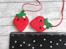 Load image into Gallery viewer, Pottery strawberry hanger. Little happy berry tag. Hand painted ceramics
