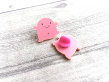 Load image into Gallery viewer, A little blob of happiness acrylic pin, pink happy blob, positive gift, friendship, supportive present