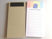 Load image into Gallery viewer, Shopping list notepad, a dollop of organisation, tick list note book, optional magnet, DL jotter pad