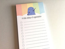 Load image into Gallery viewer, Shopping list notepad, a dollop of organisation, tick list note book, optional magnet, DL jotter pad