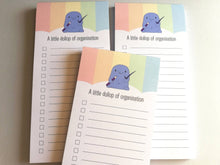 Load image into Gallery viewer, Shopping list notepad, a dollop of organisation, tick list note book, optional magnet, DL jotter pad