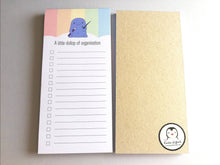 Load image into Gallery viewer, Shopping list notepad, a dollop of organisation, tick list note book, optional magnet, DL jotter pad