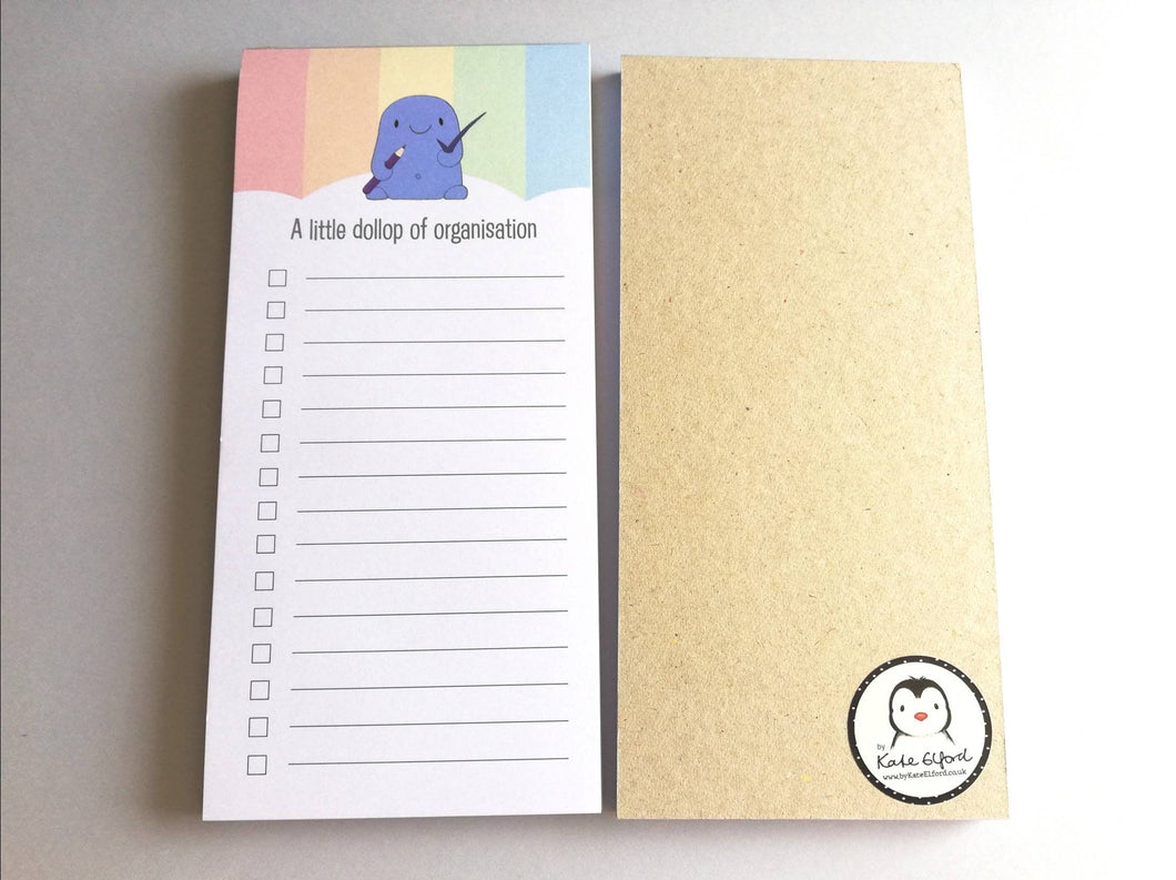 Shopping list notepad, a dollop of organisation, tick list note book, optional magnet, DL jotter pad
