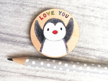 Load image into Gallery viewer, Love you, small penguin rainbow kitchen magnet
