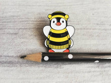 Load image into Gallery viewer, Penguin bee soft enamel pin, bumble bee penguin brooch, boo the penguin